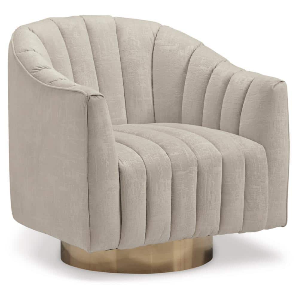 UPC 024052674606 product image for Penzlin Gray/Beige Polyester Barrel Chair with Swivel | upcitemdb.com