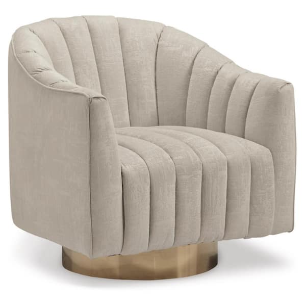 Penzlin Gray/Beige Polyester Barrel Chair with Swivel