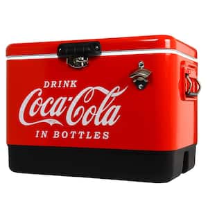 Ice Chest Beverage Cooler with Bottle Opener, 51L (54 qt.), 85 Can Capacity, Red and Black