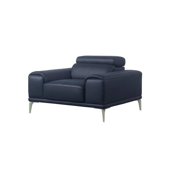 DEVON & CLAIRE Quinn Blue Leather Accent Chair SKF07241BLU1 The