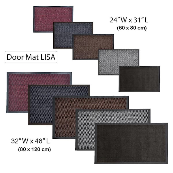 Indoor Large Door Mat Lisa Black 48 L x 32 W inch