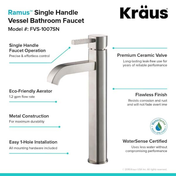 KRAUS Ramus Single Hole Single-Handle Vessel Bathroom Faucet in