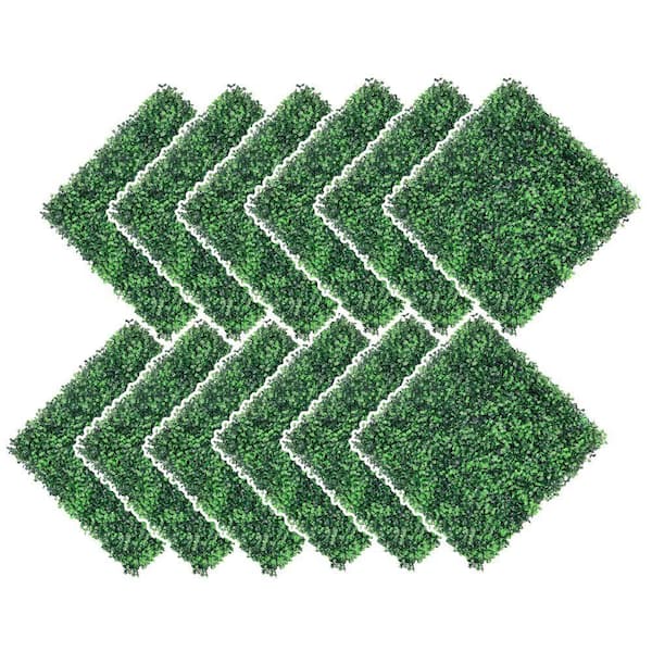 20 in. H x 20 in. W Green Indoor/Outdoor Artificial Grass Wall Panels 12-Piece Boxwood Hedge Panel Privacy Screen