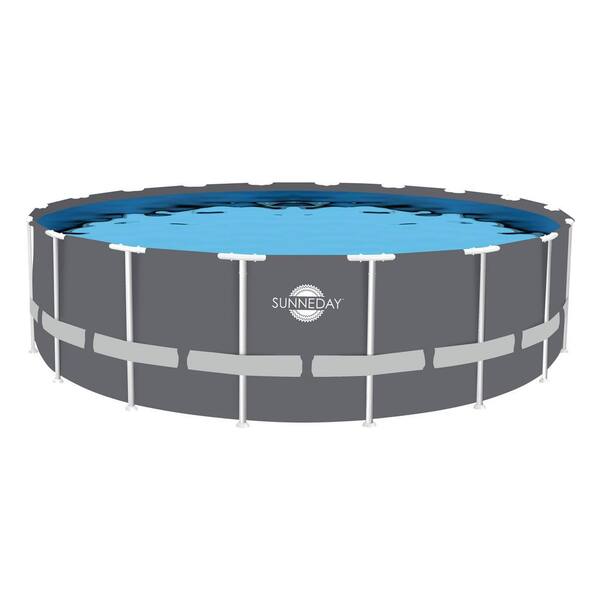 Sunneday 18 ft. Round x 52 in. D, Grey Soft-sided/White Tubing Oasis ...