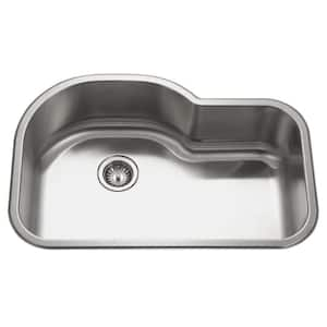 Medallion Undermount Stainless Steel 31.5 in. Offset Single Bowl Kitchen Sink in Lustrous Satin