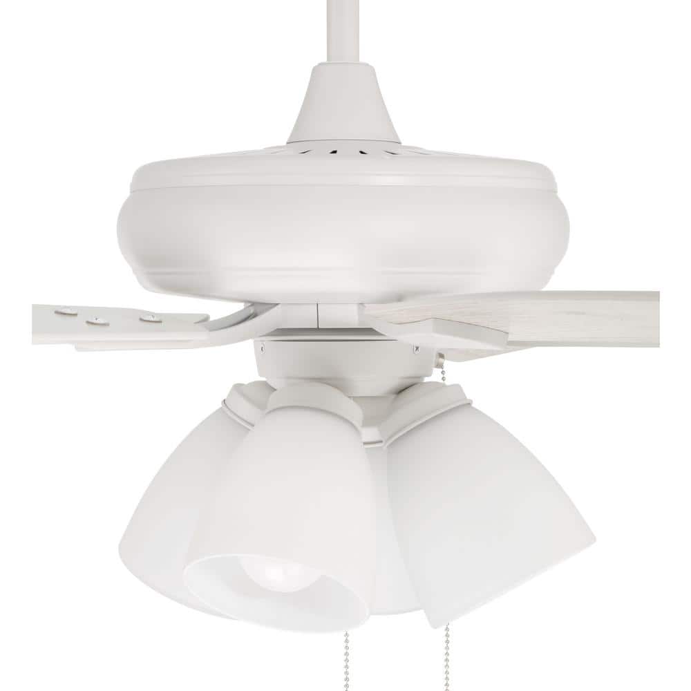 Eos 52-Inch White and Washed Oak Ceiling Fan with LED Lights
