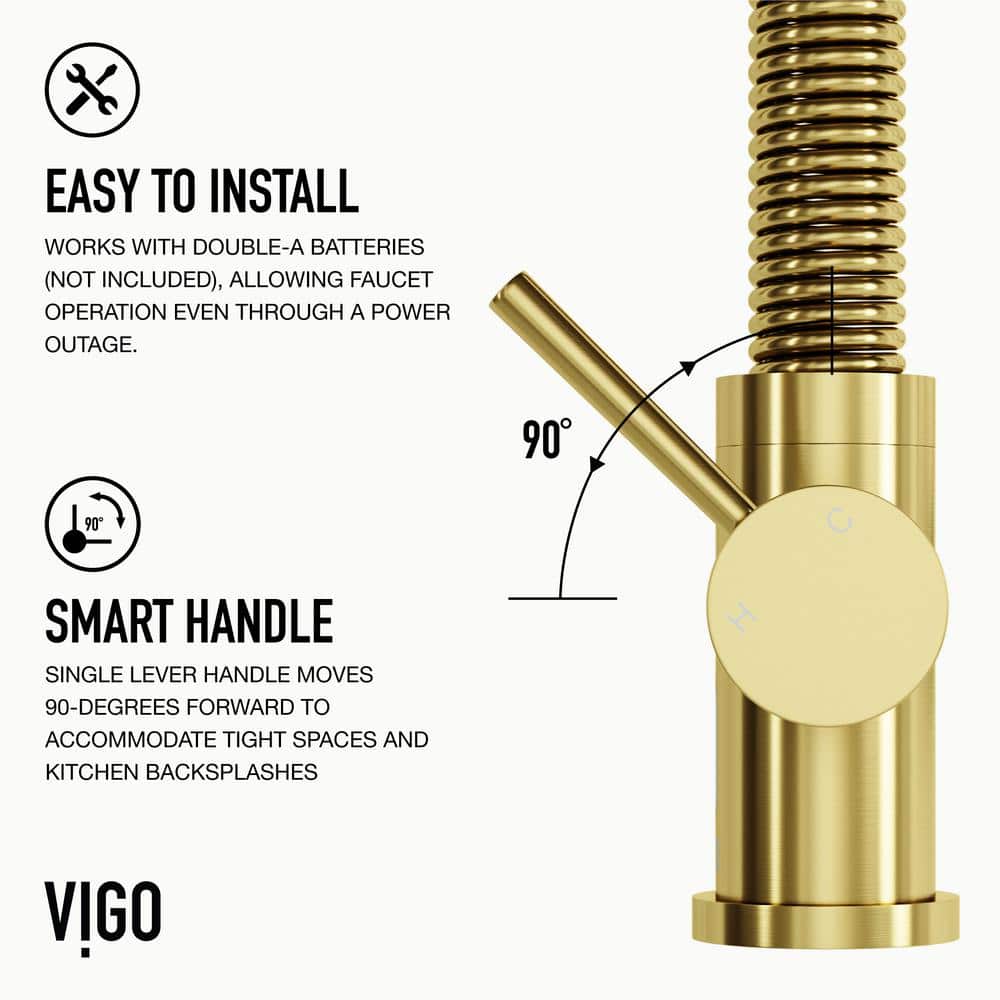 Matte Brushed Gold Touchless Pull-Down Kitchen Faucet