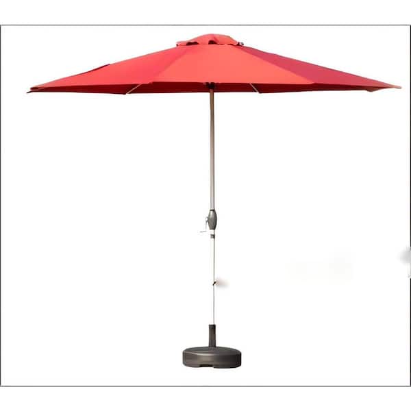 Clihome 9 ft. Market Patio Umbrella Outdoor Umbrella with Push Button Tilt, Crank, 8 Sturdy Ribs in Brick Red