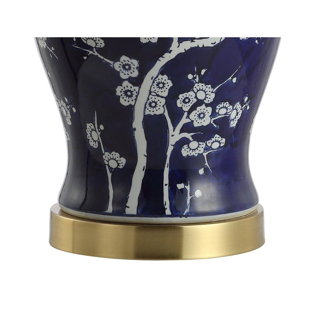 Gracie 29.5" White and Navy Ceramic Ginger Jar Table Lamp