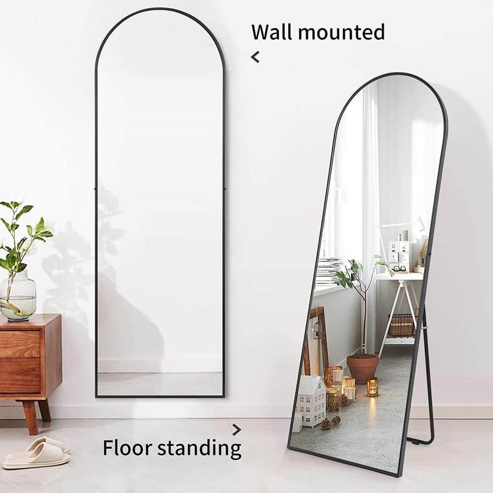 22 in. W x 65 in. H Arched-Top Full Body Mirror with Stand Floor Mirror Wal