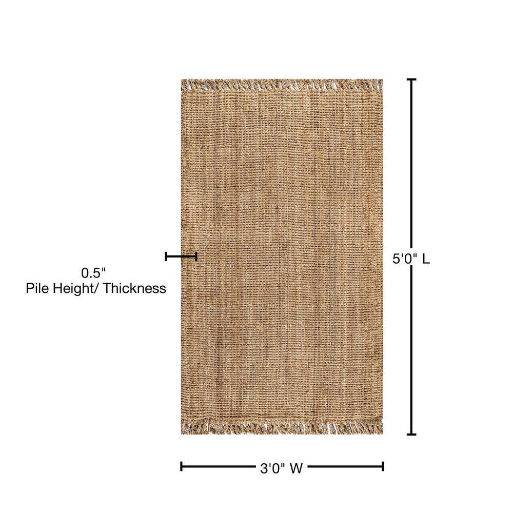 Ivory Handmade Braided Reversible Jute Area Rug