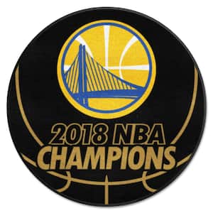 Golden State Warriors 2018 NBA Finals Champions Black 2 ft. x 2 ft. Round Basketball Area Rug