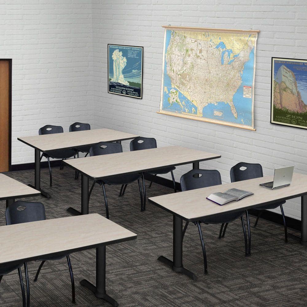 Cain 66 in. x 24 in. Maple Steel T-Base Training Seminar Table Desk