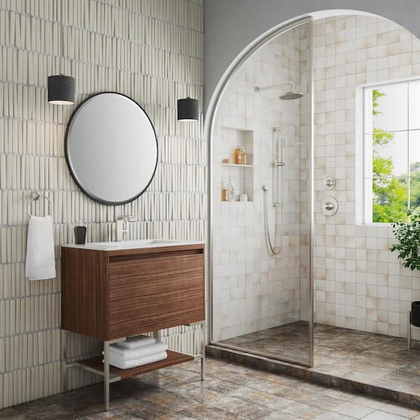 James Martin Vanities Mantova 31.5 in. W x 18.1 in. D x 35.4 in. H Single Bath Vanity Cabinet Without Top in Mid-Century Walnut