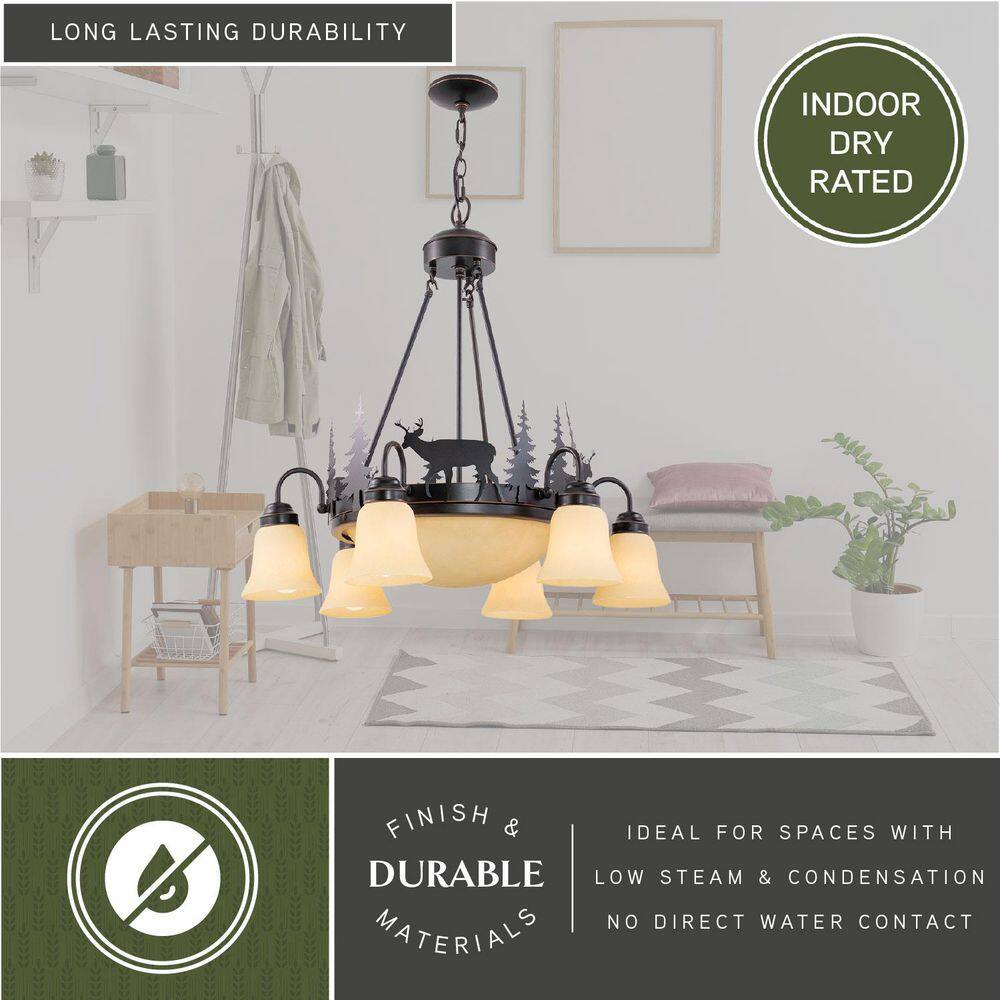 Rustic Deer Silhouette 9-Light Chandelier in Burnished Bronze