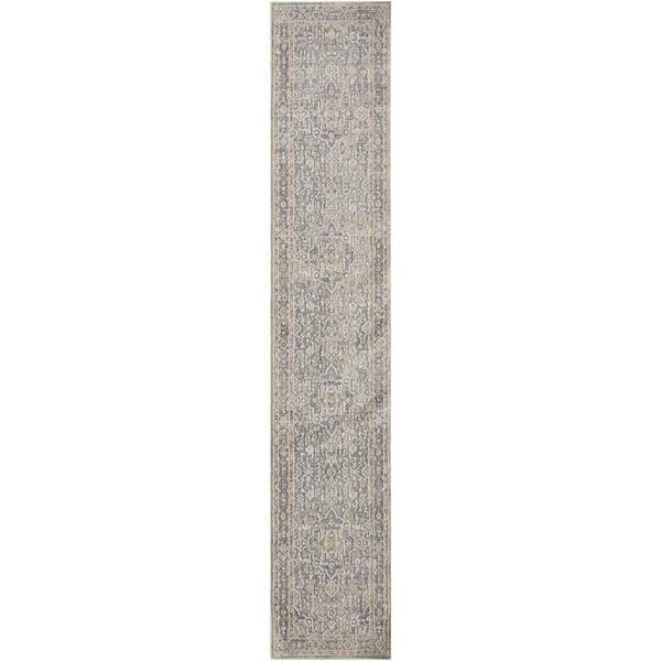 Harbor Blue 2 ft. x 10 ft. Floral Traditional Runner Area Rug
