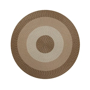 Country Stripe Braid Collection Straw Stripe 72" Round 100% Polypropylene Reversible Area Rug
