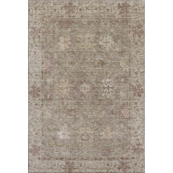 Mayfield Premium Machine Washable Abstract AMF2051 Khaki 5 ft. x 7 ft. 6 in. Area Rug