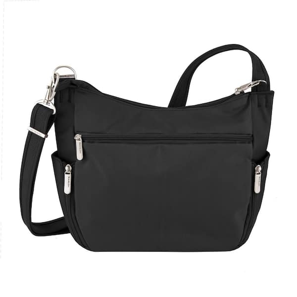 Black Leather Crossbody Purse with exterior pocket and zipper - Mini  Crossbody bag | Laroll Bags