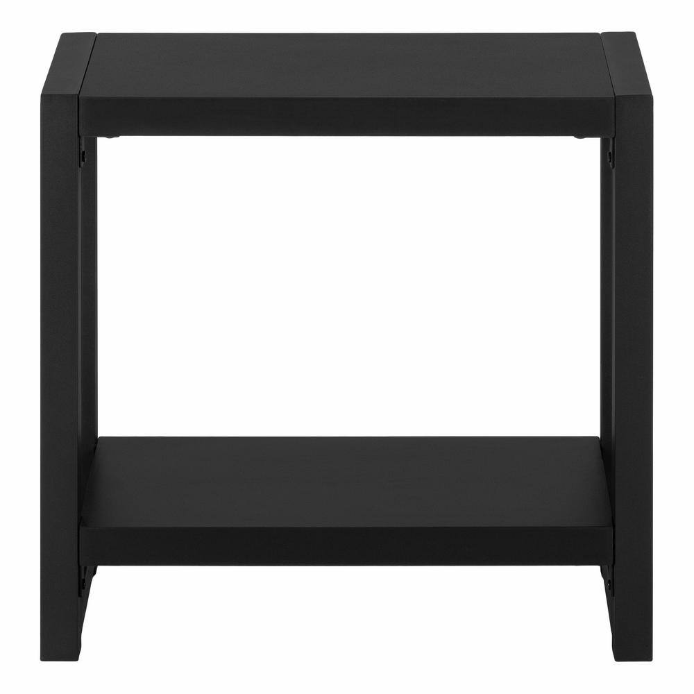 Black Metal Rectangular End Table with Shelf