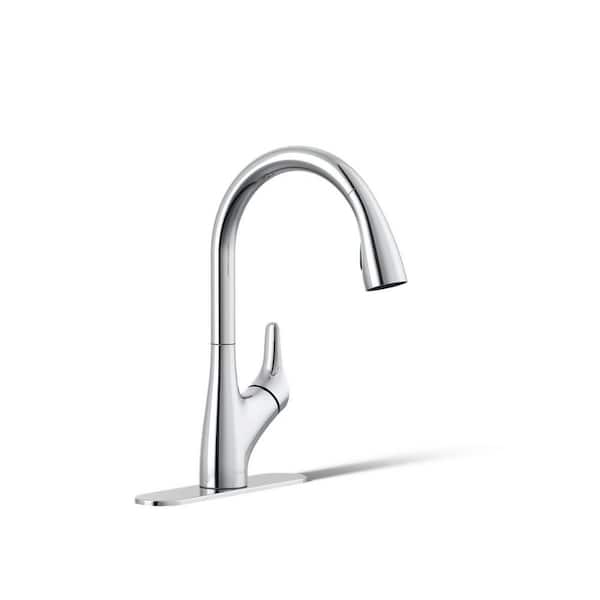 KOHLER Rival Single Handle 2-Spray Patterns Pull-down kitchen sink faucet in Polished Chrome