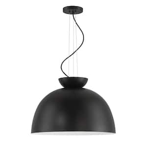 Ventura Dome 60-Watt 1-Light Flat Black Finish Dining/Kitchen Island Pendant with Steel Shade, No Bulbs Included