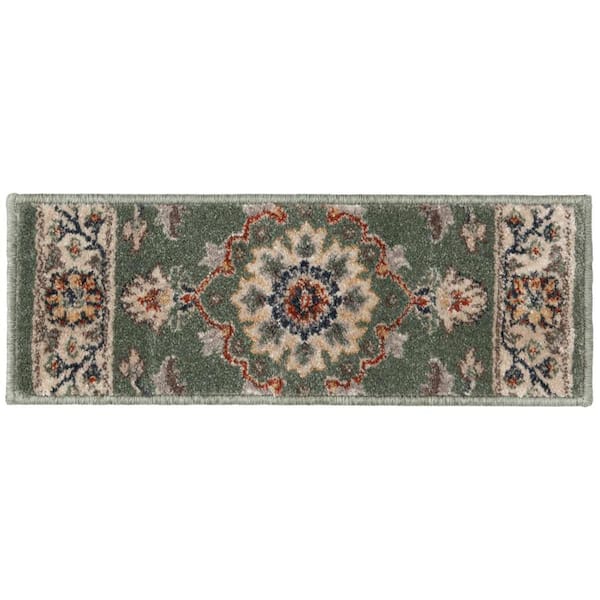 Capri Elina Spring/Alabaster 9 in. x 26 in. Woven Polypropylene Stair Tread Cover (Set of 1)