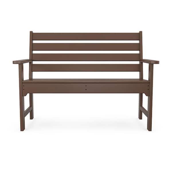 POLYWOOD Grant Park 48 in. 2-Person Mahogany Plastic Outdoor Bench