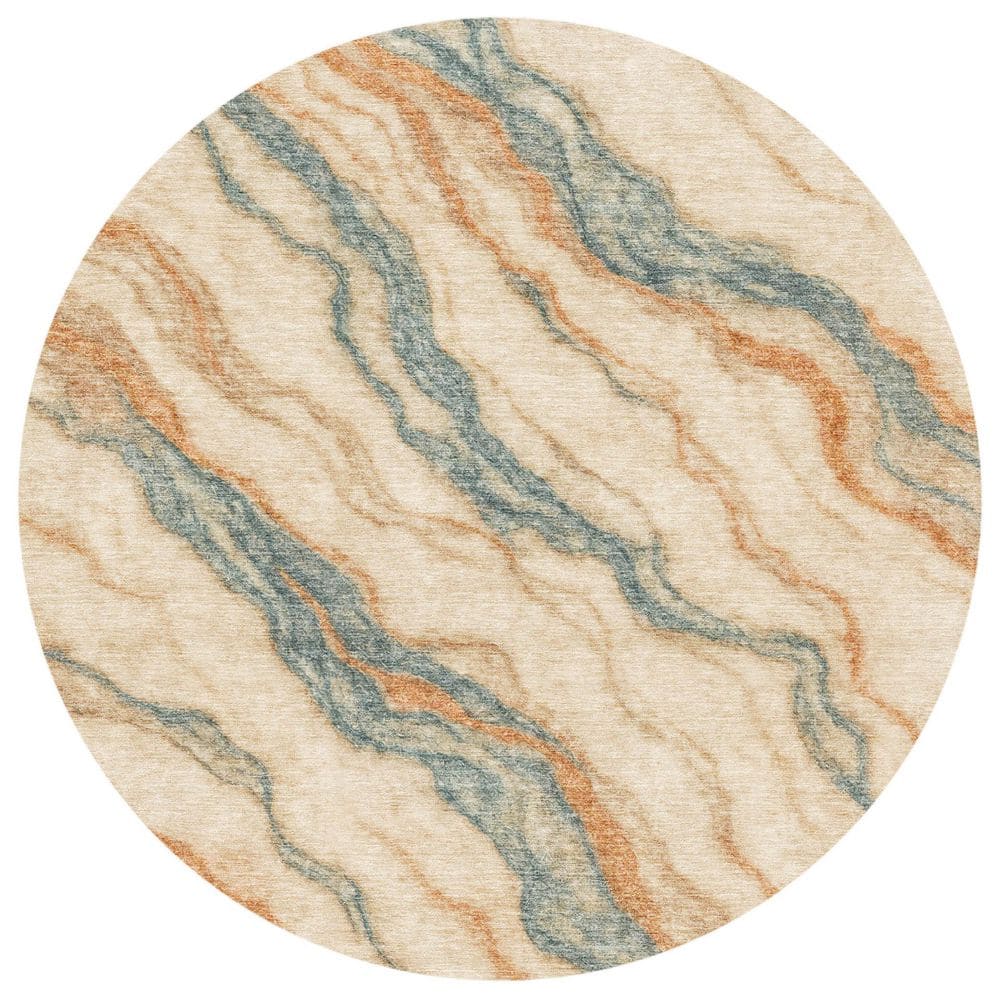 Chantille Machine Washable Indoor/Outdoor Abstract ACN2953 Linen 8 ft. x 8 ft. Round Rug price history on PriceWatchPro