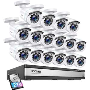 H 265+ 16-Channel 2MP 2TB DVR Security Camera System with 16 1080p Wired Bullet Cameras, 80 ft. Night Vision