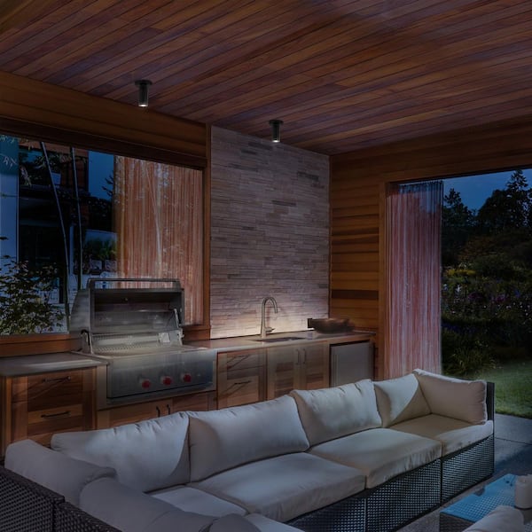 Caliber 7 in. Indoor/Outdoor Black Integrated LED 3000K Semi-Flush Mount