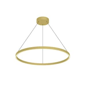 Cerchio 32 in. 1 Light 64-Watt Brushed Gold Integrated LED Pendant Light