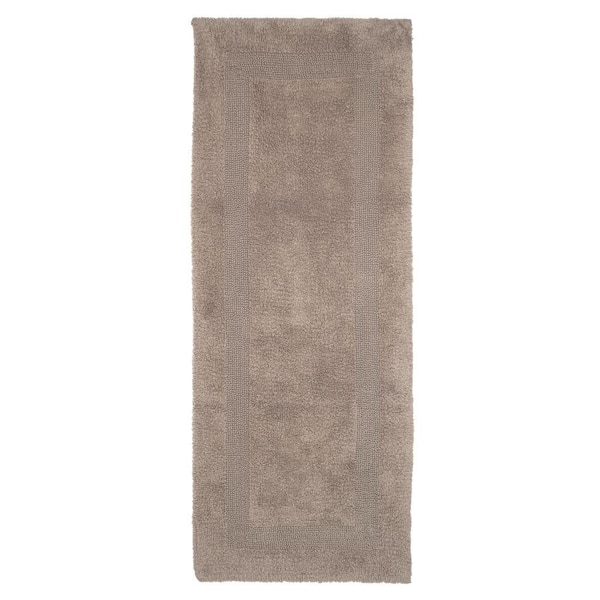 Lavish Home Taupe 2 ft. x 5 ft. Cotton Reversible Extra Long Bath Rug Runner