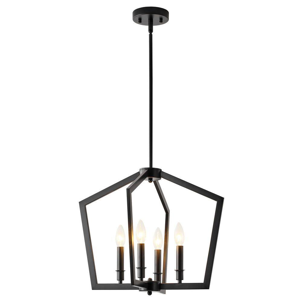 4-Light Matte Black Farmhouse Lantern Chandelier,Adjustable Kitchen Island Pendant Light for Dining Room, Entryways price history on PriceWatchPro