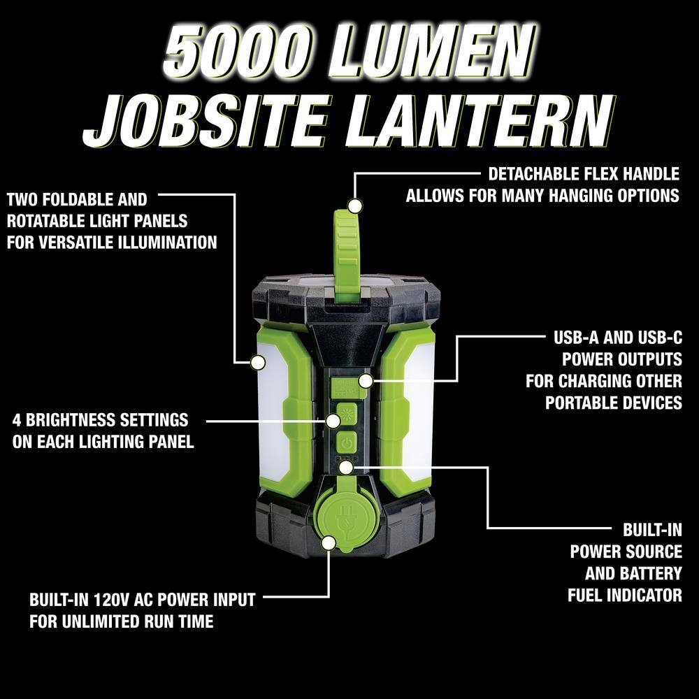 Voyager 5000 Lumen Green and Black LED Jobsite Lantern