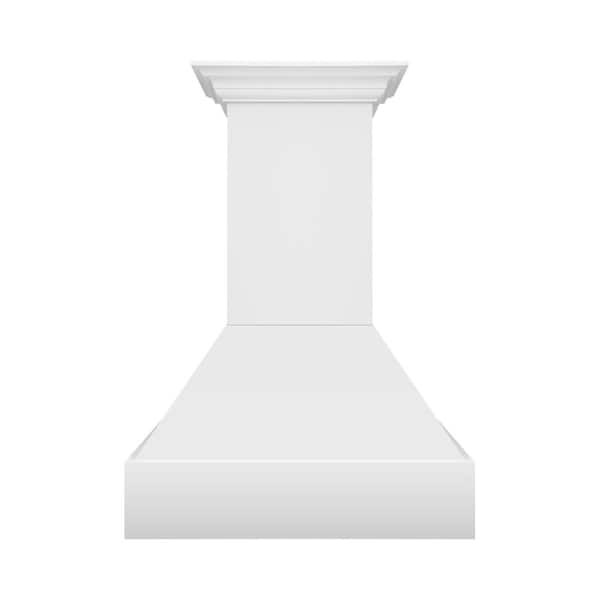 36 in. Wooden Wall Mount Ducted Vent Range Hood in Rustic Bright White Finish