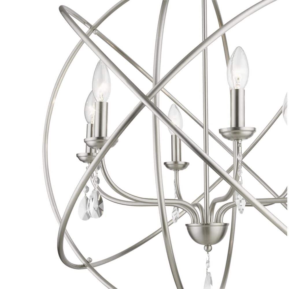 Aria Brushed Nickel 6-Light Crystal Globe Chandelier