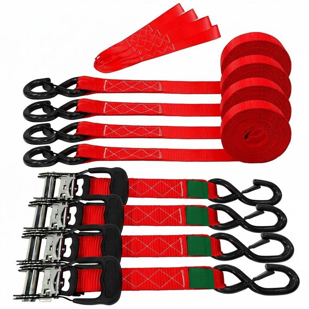 8 ft x 1.5 in Ratchet Tie Down Straps Heavy Duty 4 Pack 5208 lb Break Strength S-Hook Soft Loop for Motorcycle ATV Cargo price history on PriceWatchPro