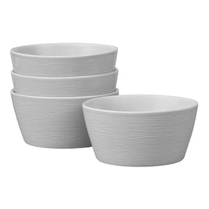 Colorscapes Grey-on-Grey Swirl 6 in., 25 fl. oz. (Gray) Porcelain Cereal Bowls, (Set of 4)