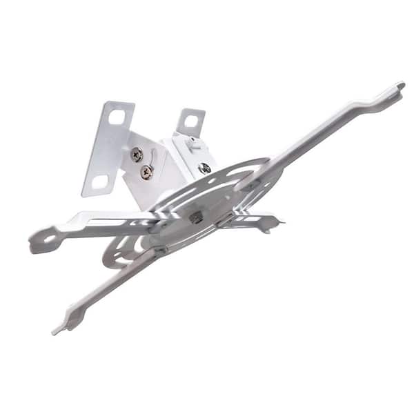 Universal Projector Ceiling Mount Bracket 3.3in Low Profile 360° Rotation White Drop Ceiling Kit for Home Office