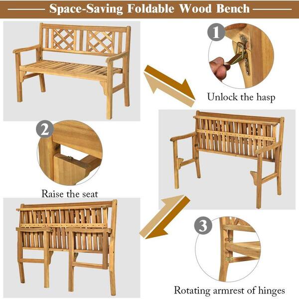 Alpulon 2-Person Wood Outdoor Patio Foldable Bench ZMWV095