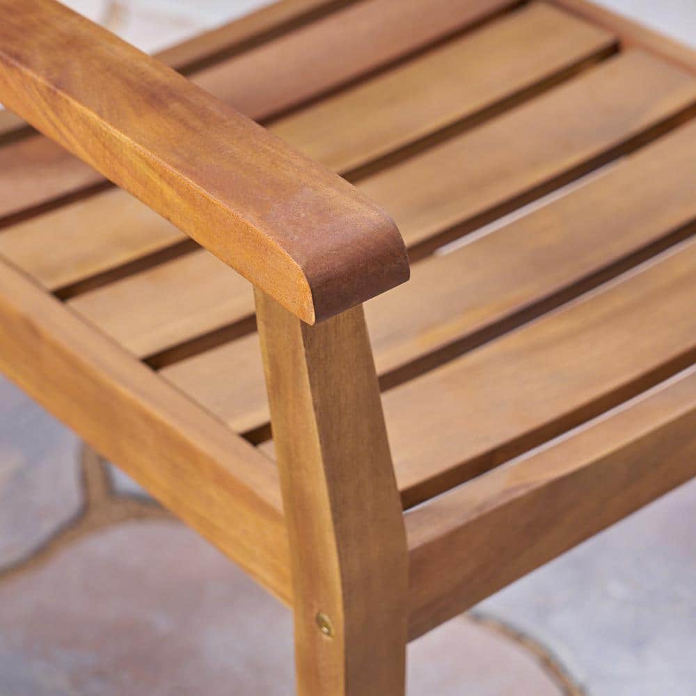 Teak Finish Acacia Wood 5-Piece Outdoor Dining Set