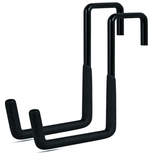 Wall Rack with 2 Piece Rafter Hooks, 8.19 in. Black Heavy Duty Garage Utility Hangers for Ladder, Bike and More