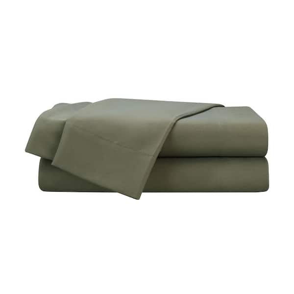 Easy Living Solid 100% Polyester Olive Queen Sheet Set