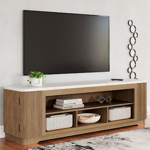 ID:60577800　TV台 Signature DESIGN BY ASHLEY Camdill Brown/White TV Stand Fits TV's