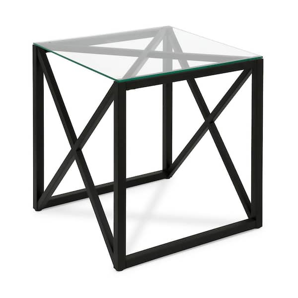 Meyer&Cross Dixon 20 in. Blackened Bronze Square Glass Top End Table
