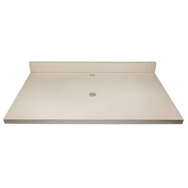 Eden Bath 37 in. W 22 in. D Concrete Vanity Top with Back Splash in White