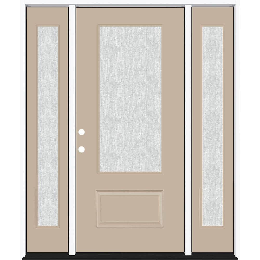Legacy 64 in. x 80 in. 3/4 Lite Rain Glass RHIS Sandstone Finish Fiberglass Prehung Front Door with dB 12 in. SL price history on PriceWatchPro