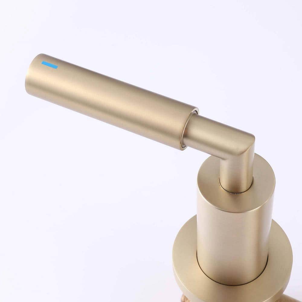 Brushed Gold Wall-Mounted Dual Handle Bathroom Faucet