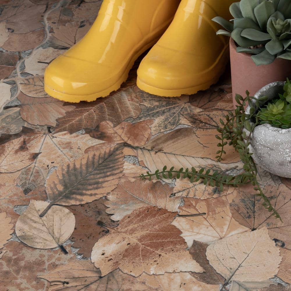Autumn Leaf Patterned 18x18 Matte Porcelain Tile